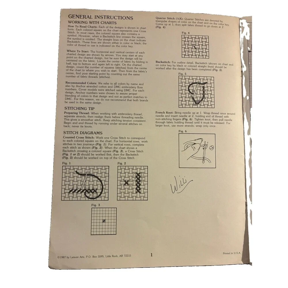 Vintage 1987 Mimi's Country Towels Counted Cross Stitch Leaflet